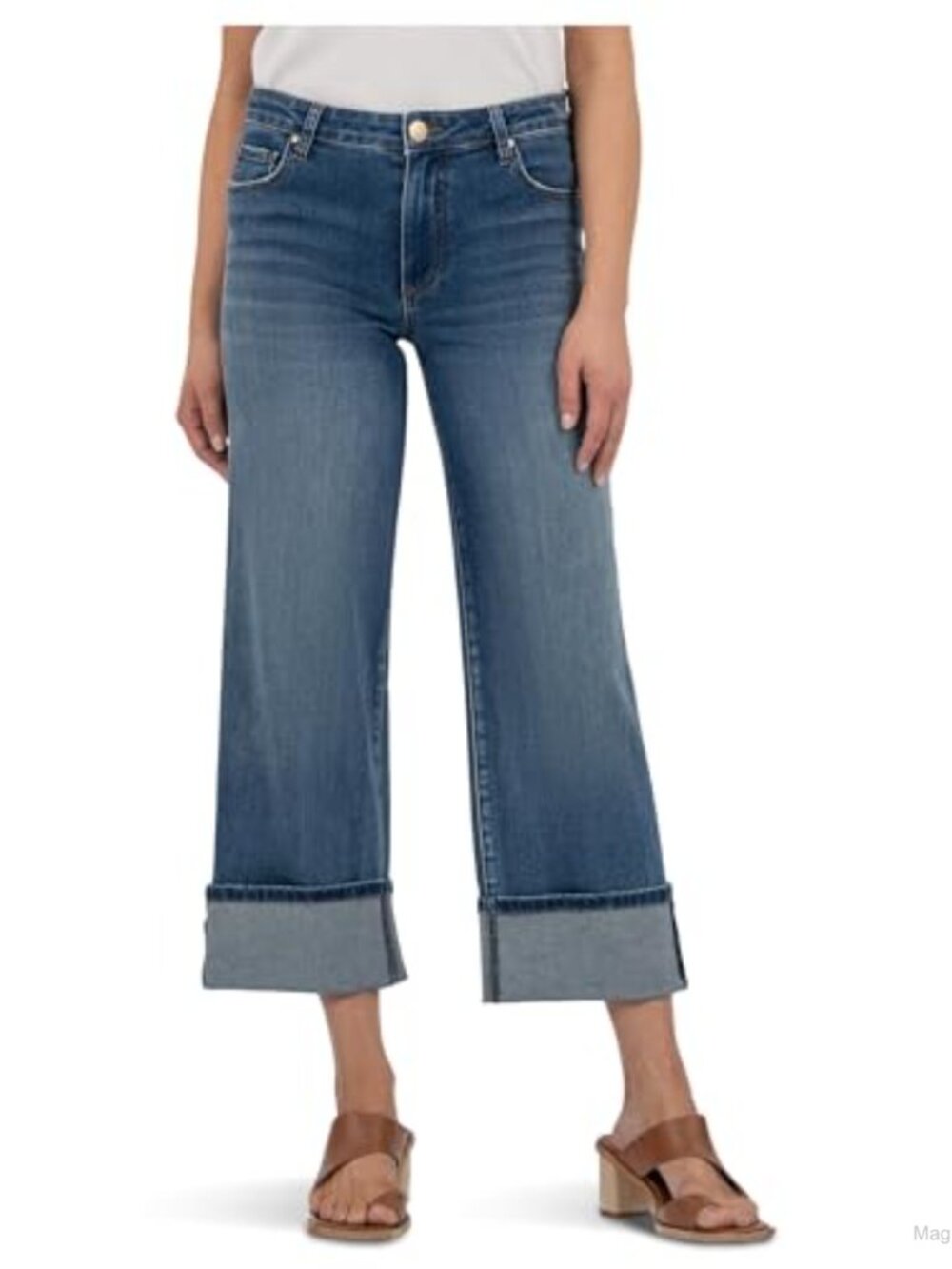 Petite Charlotte High Rise Wide Leg Roll Up Jeans Regular Fit